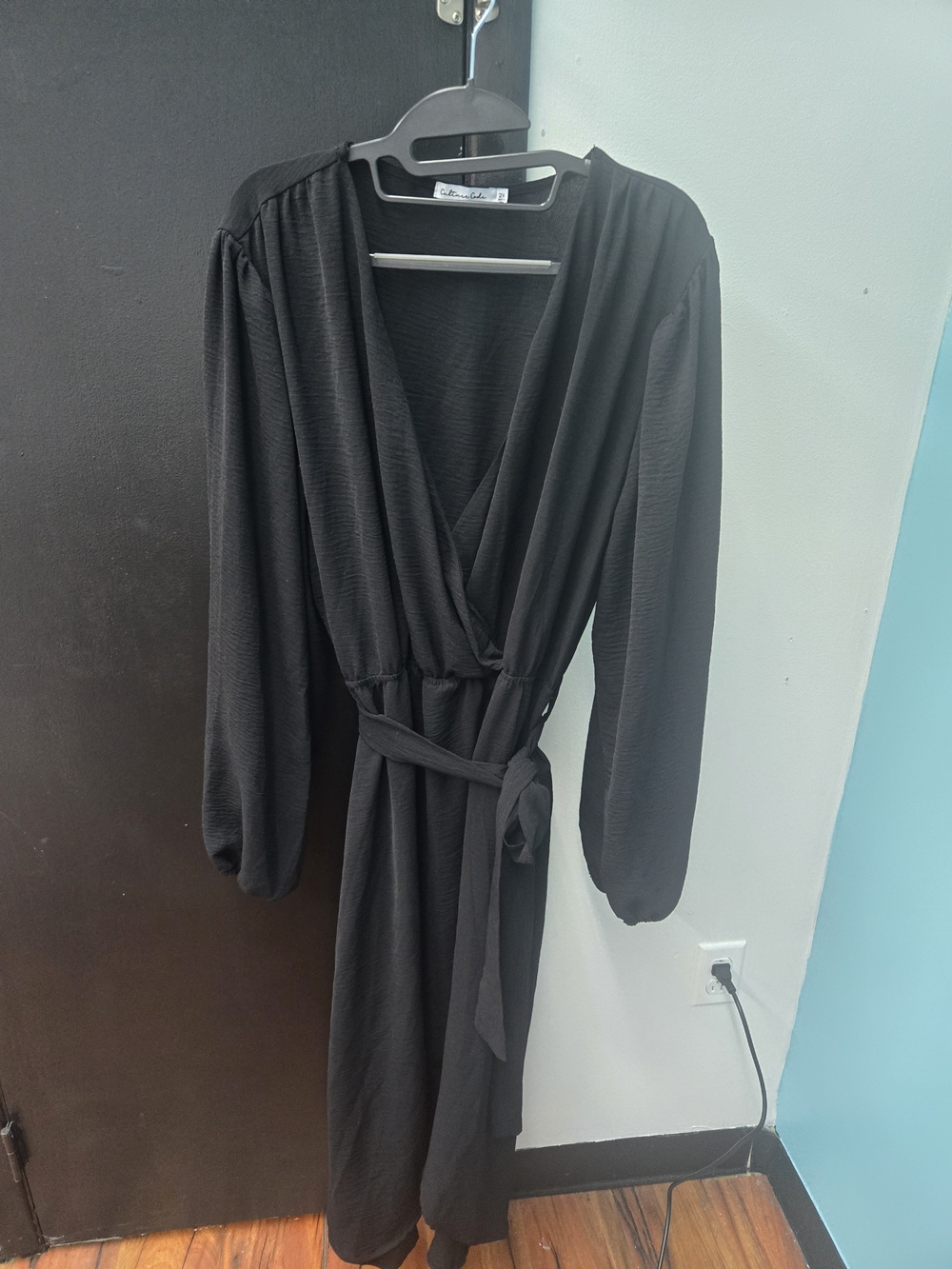 Chic Black Wrap Dress with Tie Waist